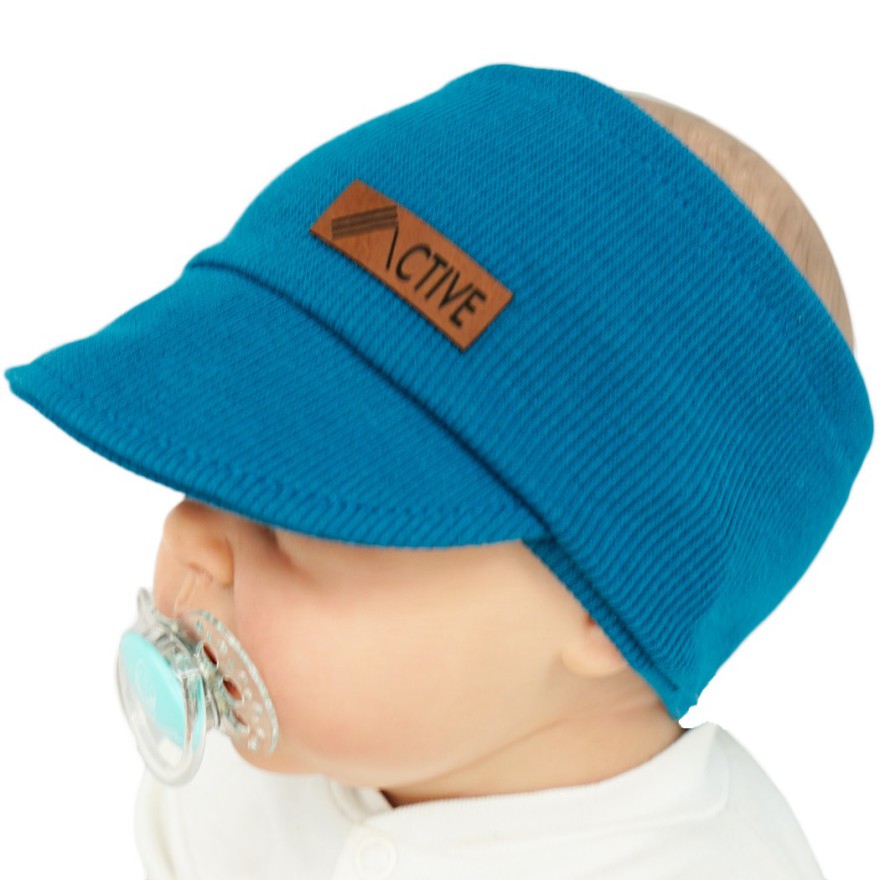 Morska OPASKA z daszkiem dziecięca w prążki ACTIVE