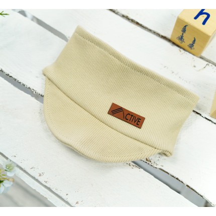 Beżowa OPASKA z daszkiem dziecięca w prążki ACTIVE