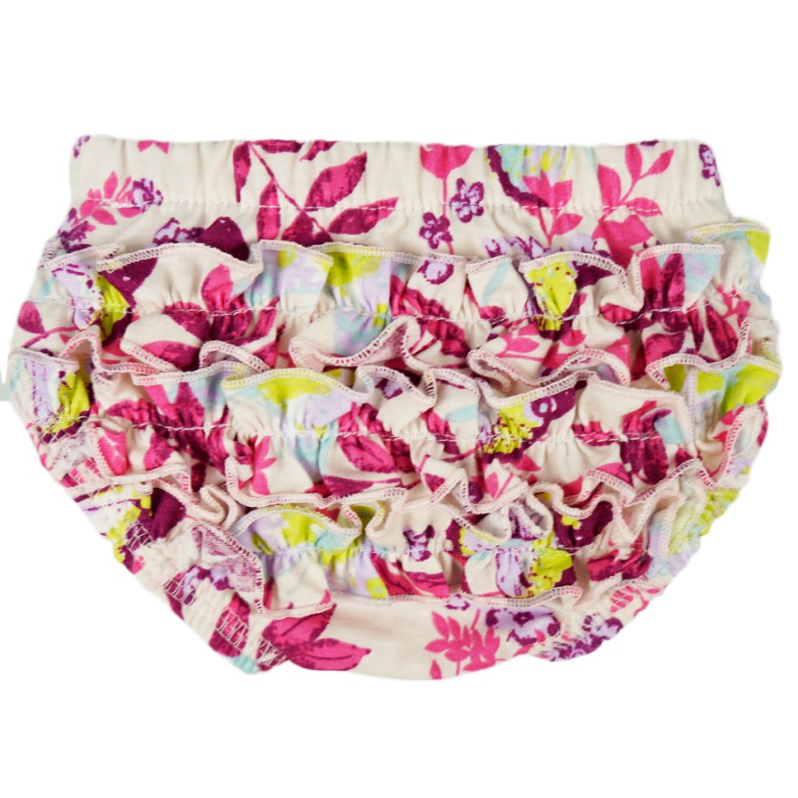 BLOOMERSY dziewczęce MAJTKI różowe kwiaty motyle z falbankami