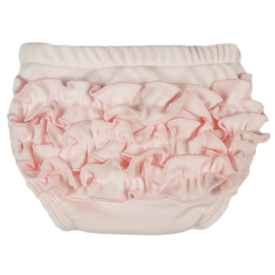 BLOOMERSY dziewczęce MAJTKI jasny róż z falbankami