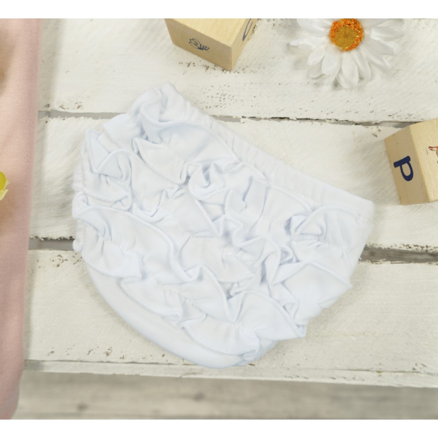 BLOOMERSY dziewczęce MAJTKI białe z falbankami CHRZEST