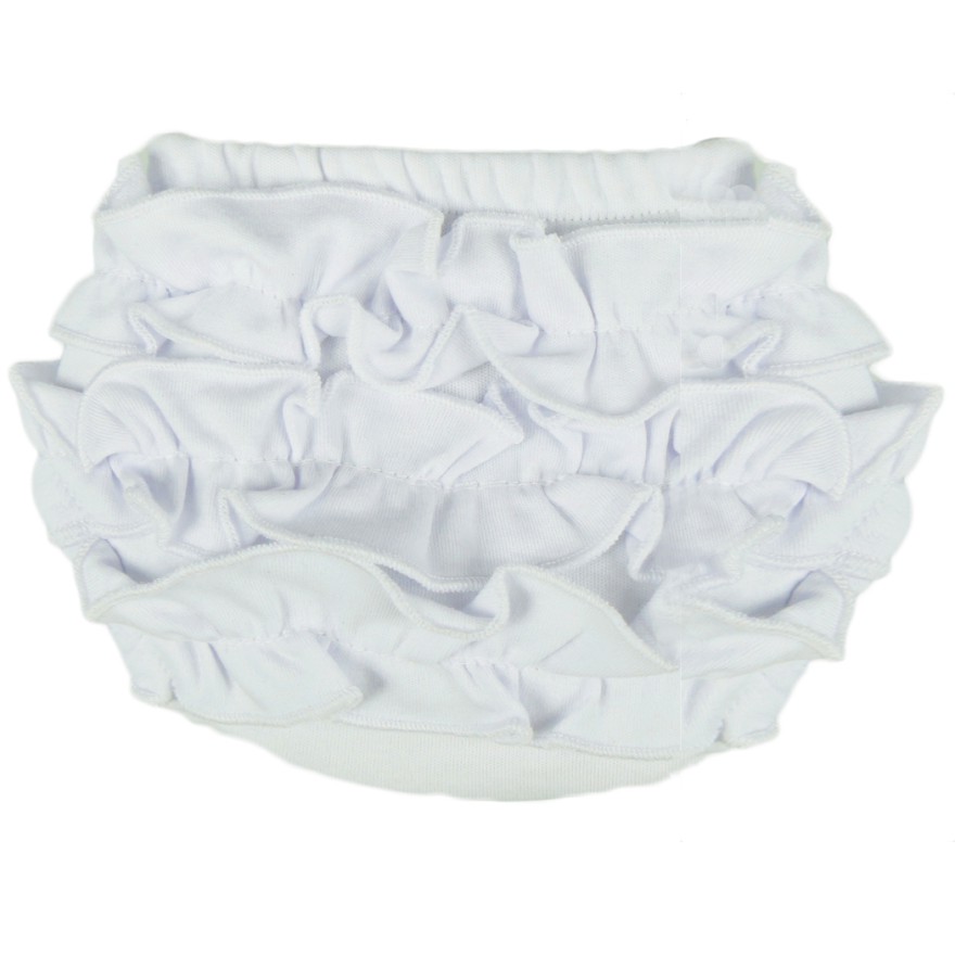 BLOOMERSY dziewczęce MAJTKI białe z falbankami CHRZEST