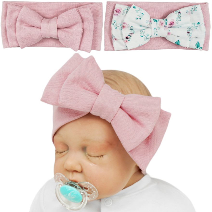 2pak OPASKA różowa dziewczęca z kokardą w kwiaty