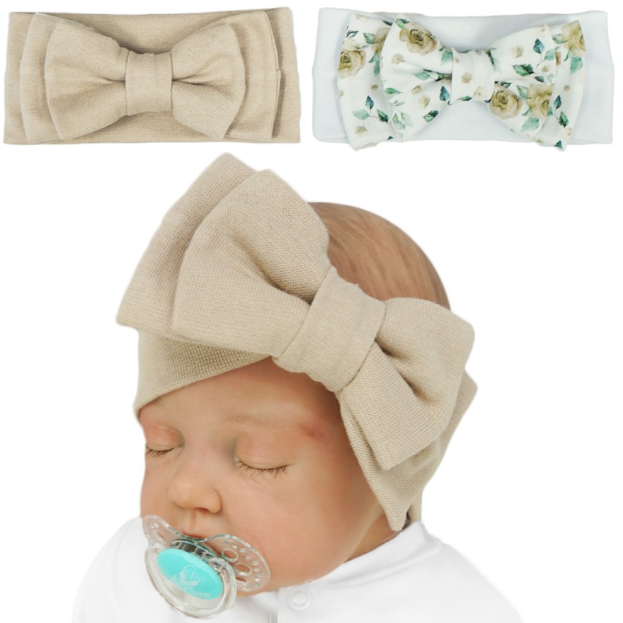 2pak OPASKA biało- beżowa dziewczęca z kokardą w kwiaty