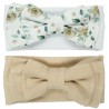 2pak OPASKA biało- beżowa dziewczęca z kokardą w kwiaty