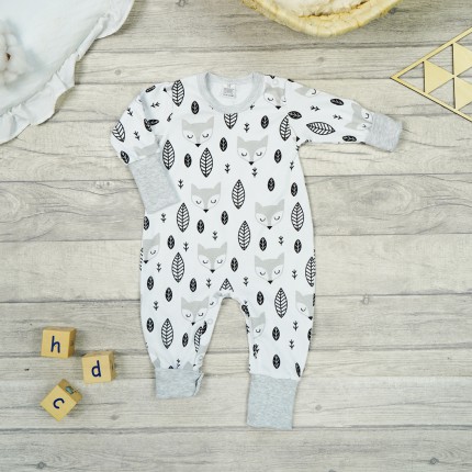 Pajac bez stópek RAMPERS szary w liski pajacyk rosnący 412s