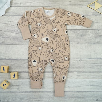 Pajac bez stópek RAMPERS beżowy w misie pajacyk rosnący 339b