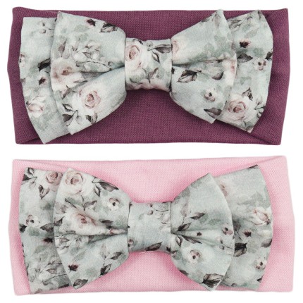 2pak OPASKA róż - bakłażan dziewczęca z kokardą w kwiaty