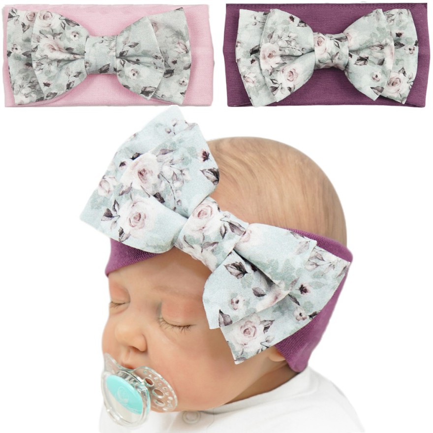 2pak OPASKA róż - bakłażan dziewczęca z kokardą w kwiaty