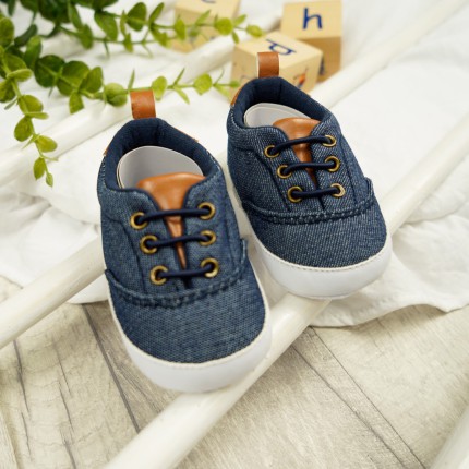 Trampki buty NIECHODKI BUCIKI granatowe z brązowym jeans