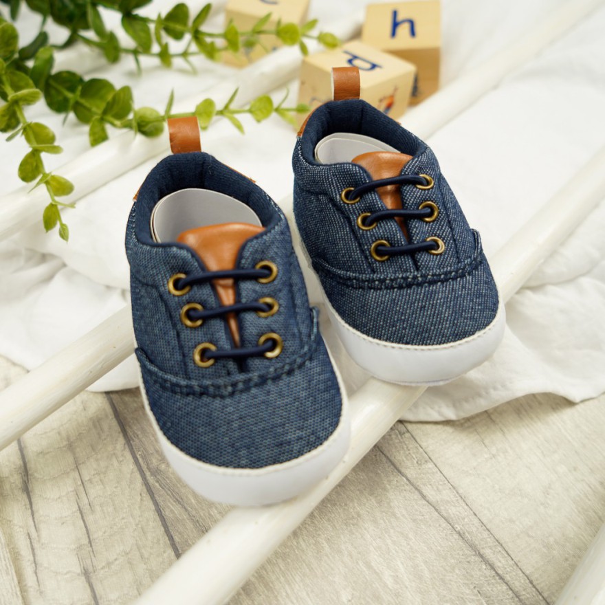 Trampki buty NIECHODKI BUCIKI granatowe z brązowym jeans