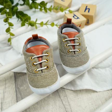 Trampki buty NIECHODKI BUCIKI ciemny beż z brązowym