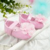 Baletki buty lakierki NIECHODKI różowe z kwiatem BUCIKI CHRZEST
