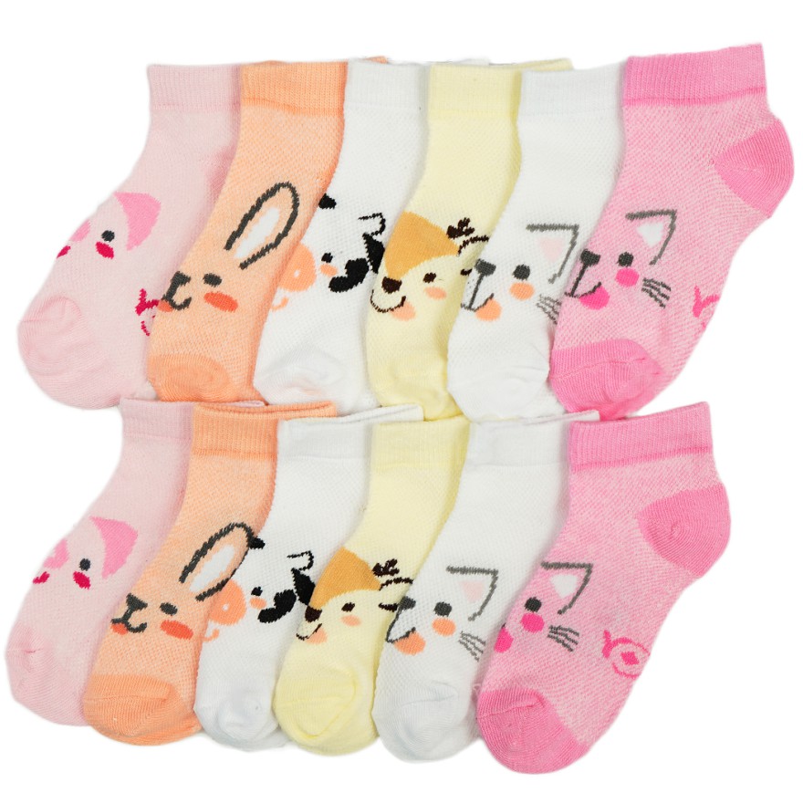 6pak skarpetki stopki dziewczęce letnie ZWIERZAKI skarpety ażurowe D-60