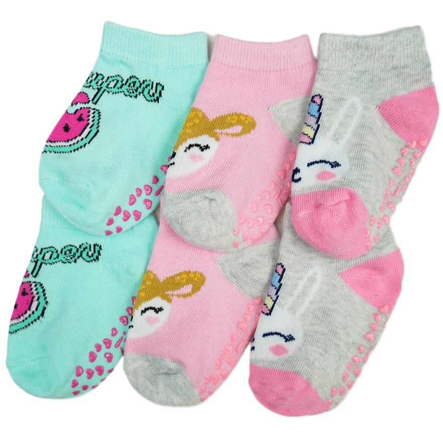 3PAK SKARPETKI STOPKI z ABS ARBUZ JELONKI KRÓLIKI skarpety dziewczęce D-58