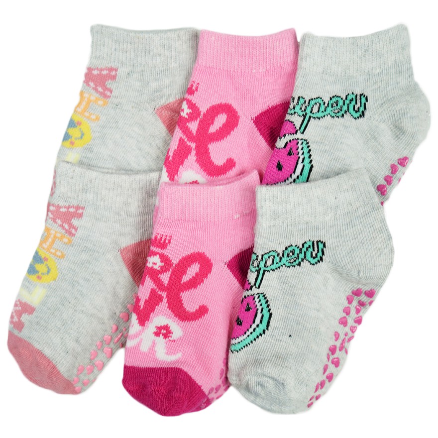3PAK SKARPETKI STOPKI z ABS LOVE GIRL POWER skarpety dziewczęce D-59