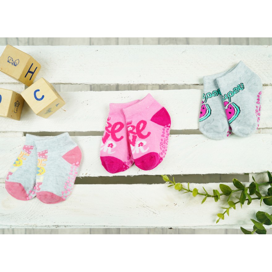 3PAK SKARPETKI STOPKI z ABS LOVE GIRL POWER skarpety dziewczęce D-59