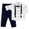 KOMPLET DLA CHŁOPCA koszula z kieszonką, spodnie, muszka, szelki święta