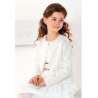 Białe BOLERKO pikowane komunijne KOMUNIA żakiet z perełkami w.800