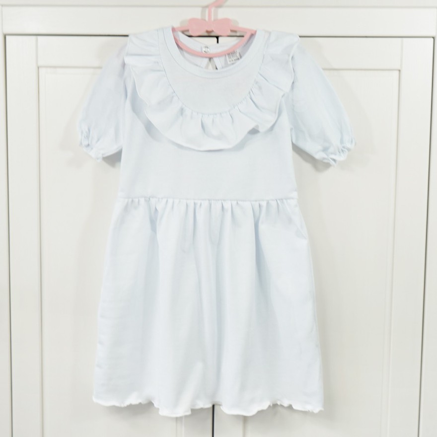 Biała SUKIENKA POLA z falbanką na dekolcie komunia pokomunijna święta