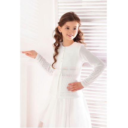 Ecru SWETEREK komunijny KOMUNIA bolerko perłowe guziki 057