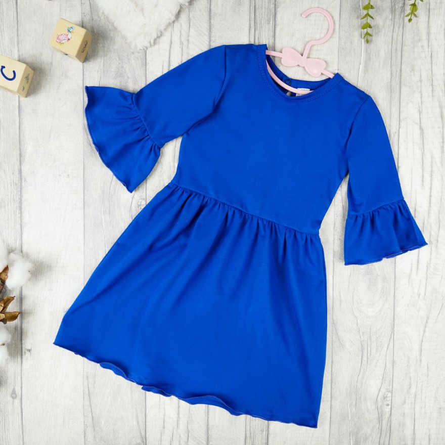 Chabrowa SUKIENKA IGA z falbanką przy rękawach wesele