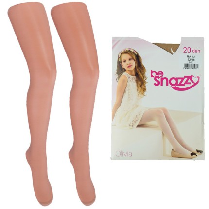 Beżowe RAJSTOPY dziewczęce mikrofibra gładkie cieliste rajstopki 20 DEN Olivia bS