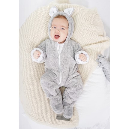 SZARY KOMBINEZON GWIAZDKI PAJAC 0-12M wiosna jesień