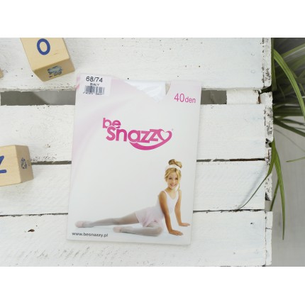 Białe RAJSTOPY dziewczęce mikrofibra gładkie rajstopki 40 DEN KOMUNIA BS