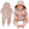Pudrowy róż KOMBINEZON niemowlęcy dresowy pajac z falbanką wiosna lato
