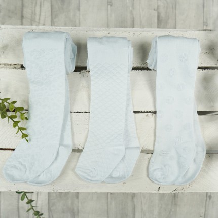 3pak BIAŁE ŻAKARDOWE RAJSTOPY bawełniane dziewczęce ażur