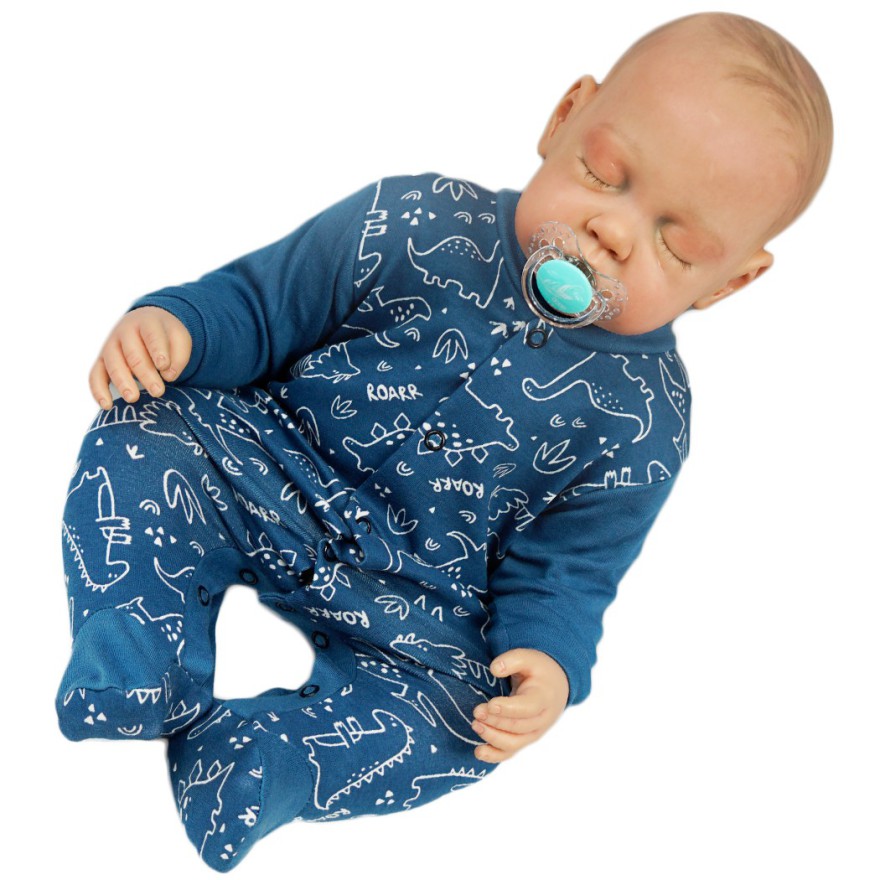 WCZEŚNIAK pajac pajacyk jeans w dinozaury wzór 421j