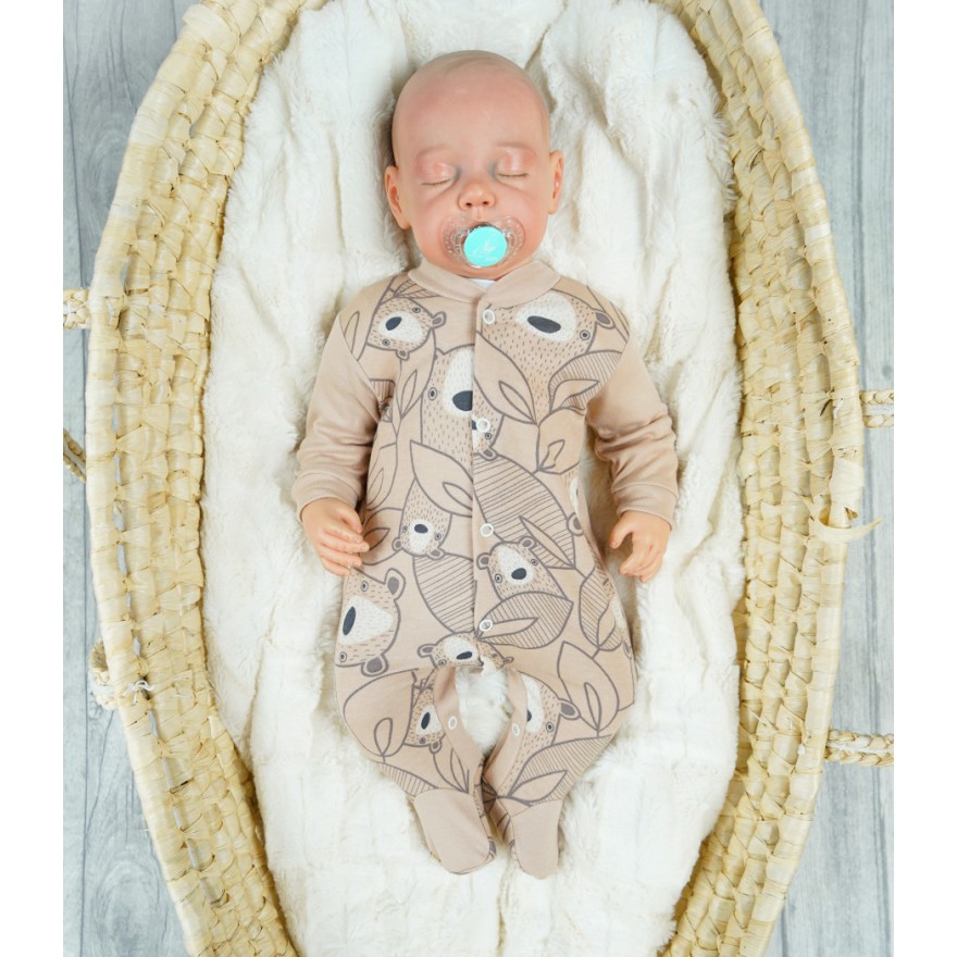 WCZEŚNIAK pajac pajacyk beżowy w misie wzór 339b