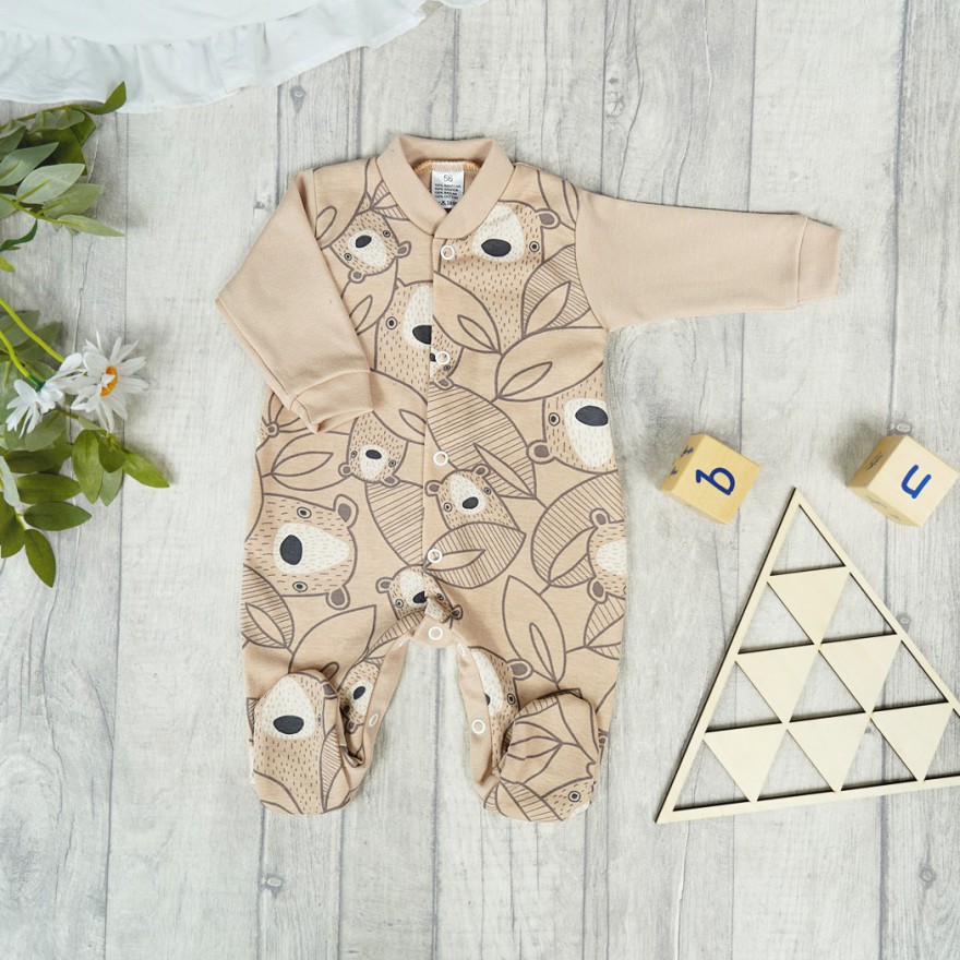 WCZEŚNIAK pajac pajacyk beżowy w misie wzór 339b