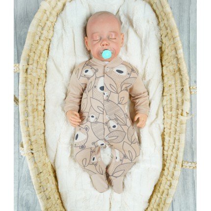 Pajac pajacyk bawełniany beżowy w misie wzór 339b