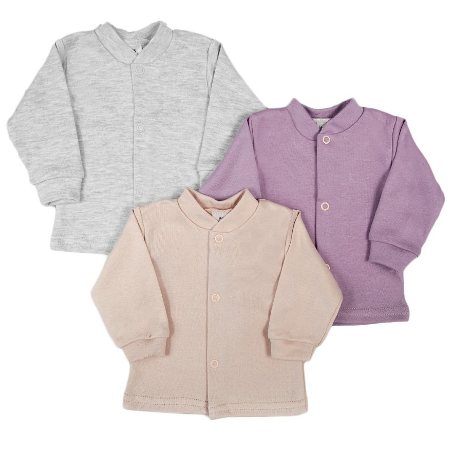 3pak KAFTANIK koszulka bawełniany niemowlęcy róż wrzos szary