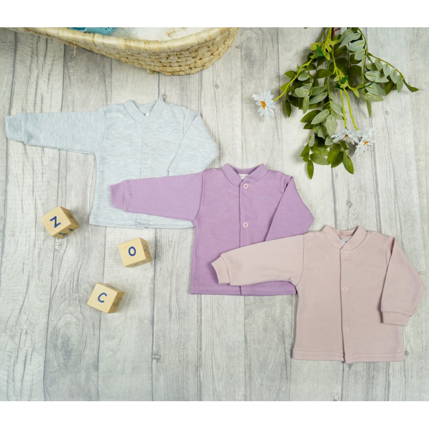 3pak KAFTANIK koszulka bawełniany niemowlęcy róż wrzos szary