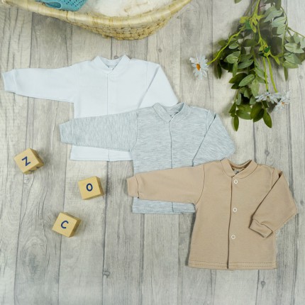 3pak KAFTANIK koszulka bawełniany niemowlęcy biel beż szary