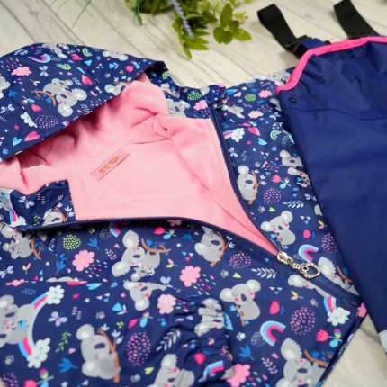 KOMBINEZON przeciwdeszczowy dwuczęściowy GRANAT KOALA kurtka + spodnie wiosna/jesień