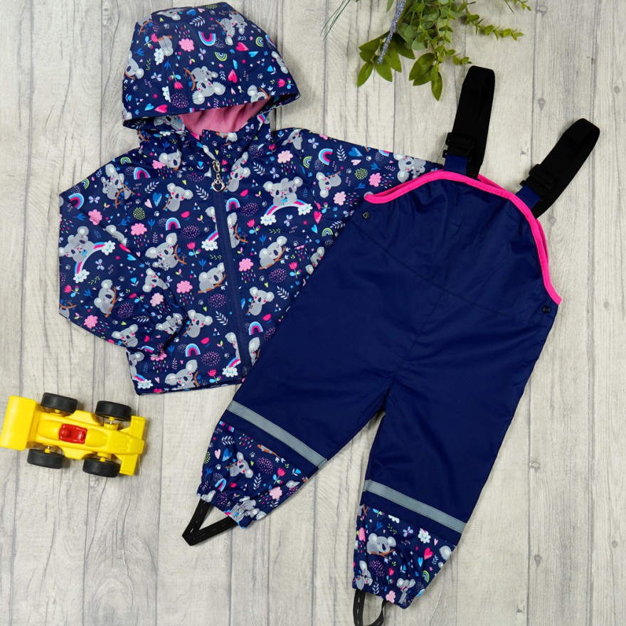 KOMBINEZON przeciwdeszczowy dwuczęściowy GRANAT KOALA kurtka + spodnie wiosna/jesień