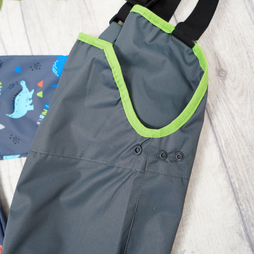 KOMBINEZON przeciwdeszczowy dwuczęściowy GRAFIT DINO kurtka + spodnie wiosna/jesień