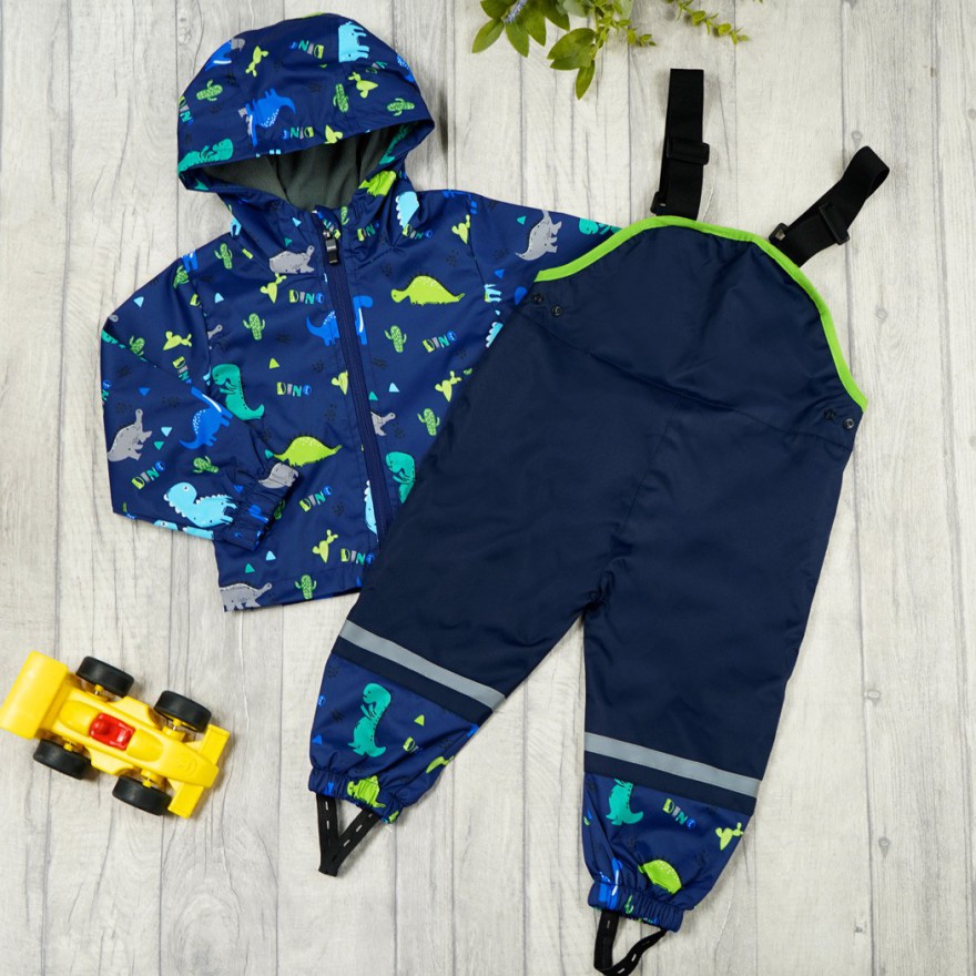 KOMBINEZON przeciwdeszczowy dwuczęściowy GRANAT DINO kurtka + spodnie wiosna/jesień