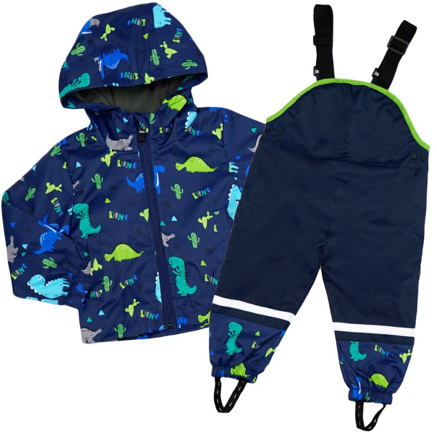 KOMBINEZON przeciwdeszczowy dwuczęściowy GRANAT DINO kurtka + spodnie wiosna/jesień