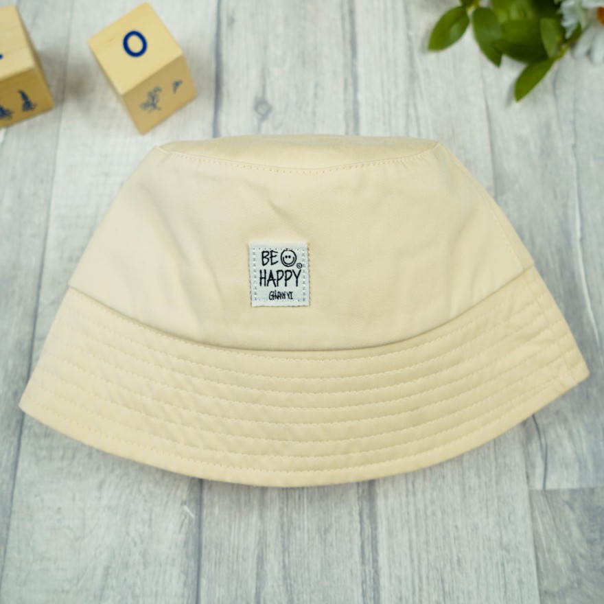 Beżowy KAPELUSZ BUCKET HAT be happy czapka z daszkiem lato