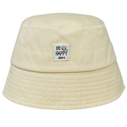 Beżowy KAPELUSZ BUCKET HAT be happy czapka z daszkiem lato