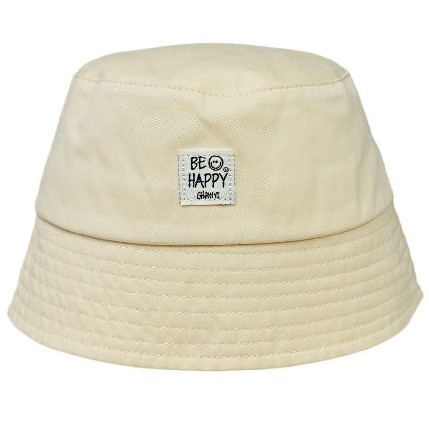 Beżowy KAPELUSZ BUCKET HAT be happy czapka z daszkiem lato