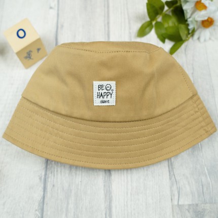 Brązowy KAPELUSZ BUCKET HAT be happy czapka z daszkiem lato