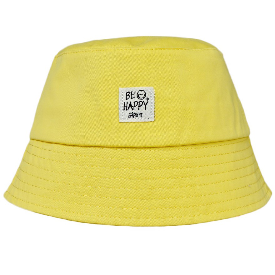 Żółty KAPELUSZ BUCKET HAT be happy czapka z daszkiem lato
