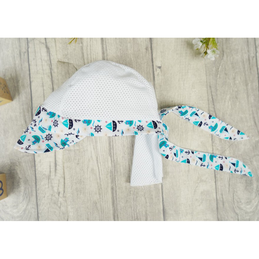 CZAPKA wiązana ŻAGLÓWKA z daszkiem na kark przeciw poceniu głowy