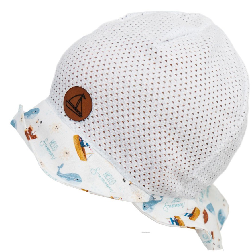Biały KAPELUSZ Hello Summer czapka z daszkiem przeciw poceniu głowy